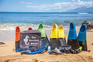 Maui Snorkel Bundle includes flippers and snorkel masks