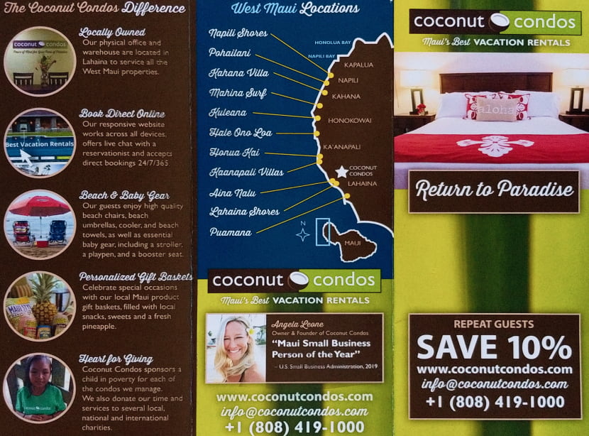 Coconut Condos West Maui vacation rental locations map