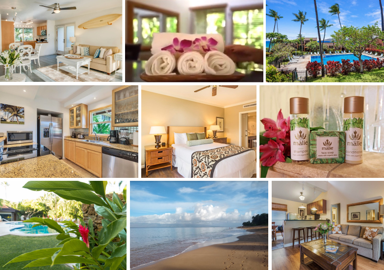 Maui Vacation Rental Luxury Perk for guests including fully equipped kitchens, luxury linens, spa products, beach chairs, and items for children   